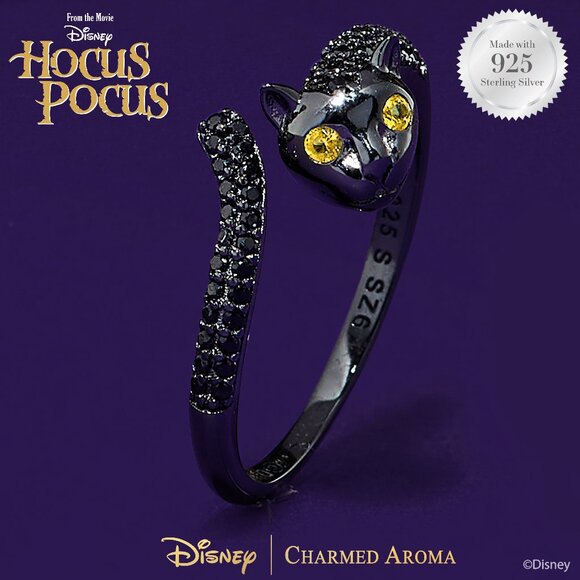 Disney Hocus Pocus Black Cat Thackery Binx Ring, 925 Sterling Silver - Picture 1 of 7